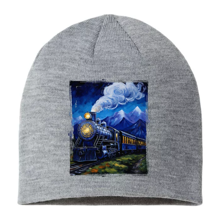 Steam Engine Steam Train Vintage Van Gogh Locomotive 8 1/2in Sustainable Knit Beanie