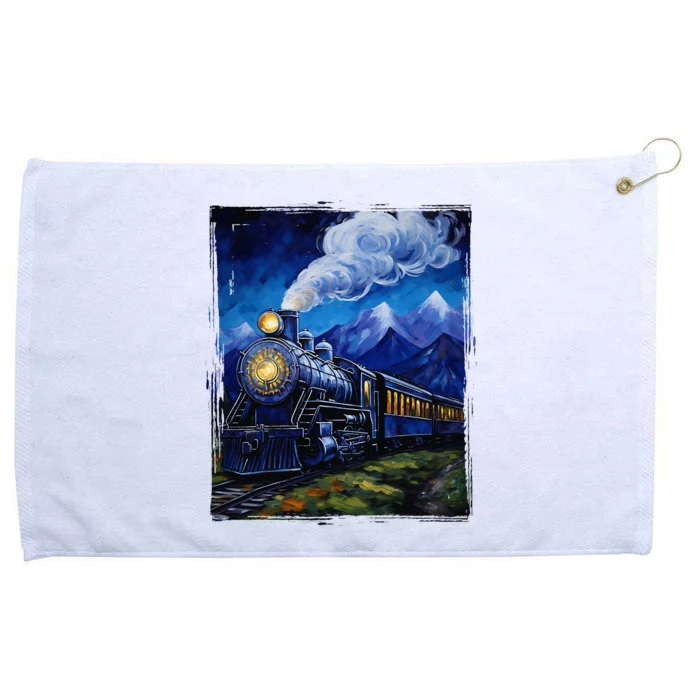 Steam Engine Steam Train Vintage Van Gogh Locomotive Grommeted Golf Towel