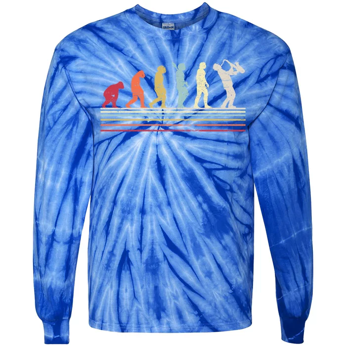 Saxophonist Evolution Saxophone Player Jazz Music Gift Tie-Dye Long Sleeve Shirt