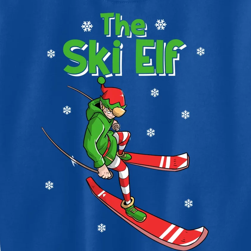 Ski Elf Skier Gift Skiing Dad Ski Instructor Christmas Cute Gift Kids Sweatshirt