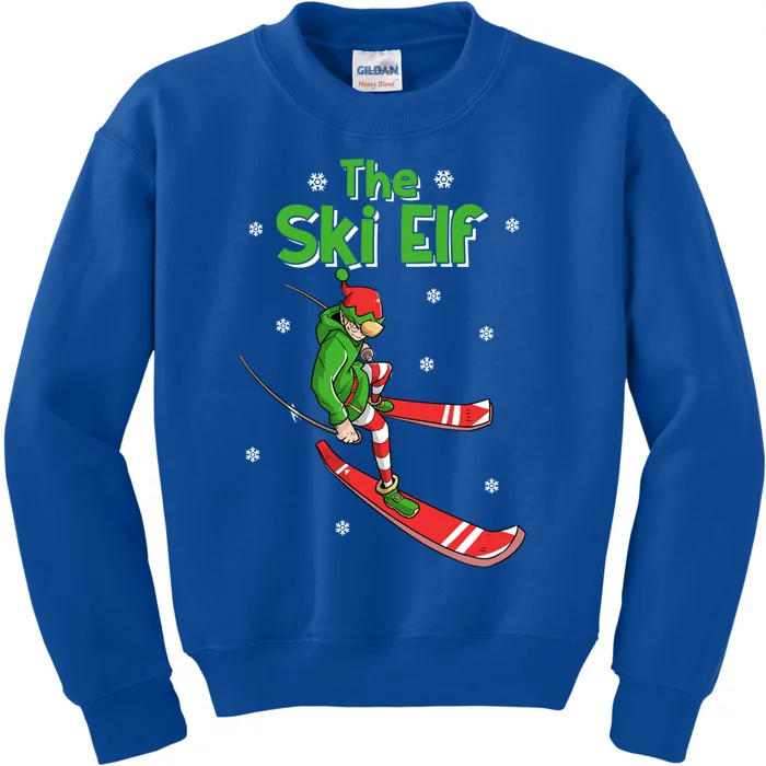 Ski Elf Skier Gift Skiing Dad Ski Instructor Christmas Cute Gift Kids Sweatshirt