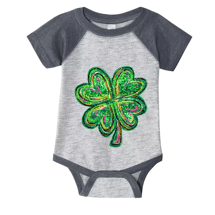 Shamrock Effect St Patricks Day Four Leaf Clover Infant Baby Jersey Bodysuit