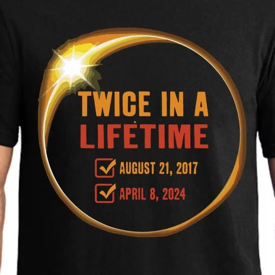 Solar Eclipse Shirts Twice In Lifetime 2024 Solar Eclipse Pajama Set