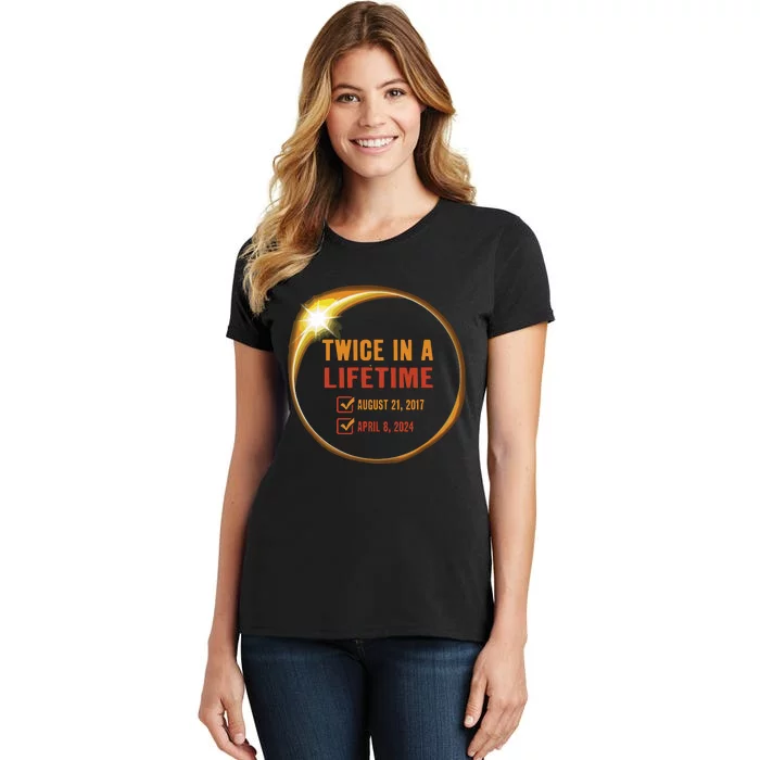 Solar Eclipse Shirts Twice In Lifetime 2024 Solar Eclipse Women's T-Shirt