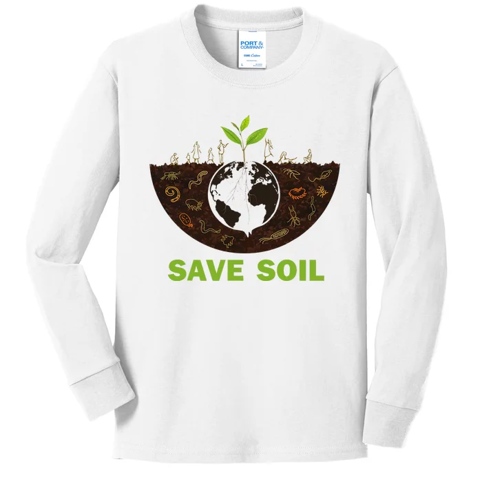 Save Earth Save Soil Movement Cute World Soil Day Kids Long Sleeve Shirt