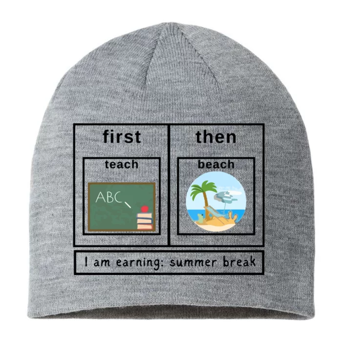 Special Education Teacher First Then Shirts Autism Teacher 8 1/2in Sustainable Knit Beanie