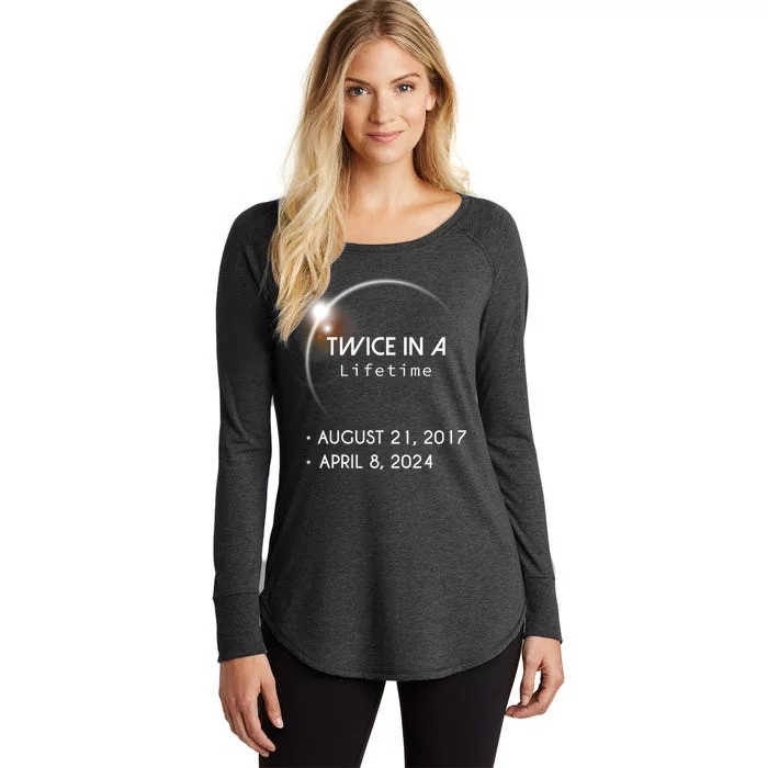 Solar Eclipse Twice In Lifetime 2024 Women's Perfect Tri Tunic Long Sleeve Shirt