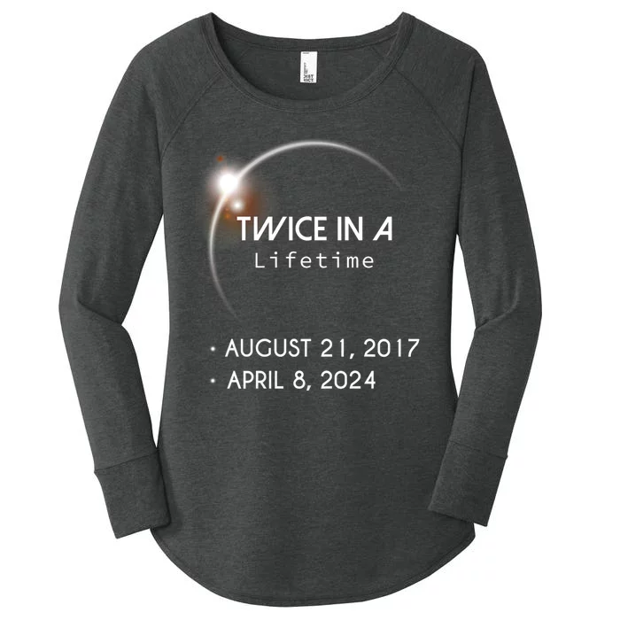 Solar Eclipse Twice In Lifetime 2024 Women's Perfect Tri Tunic Long Sleeve Shirt