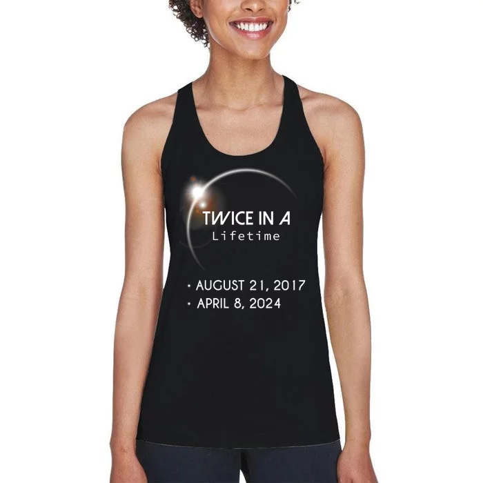 Solar Eclipse Twice In Lifetime 2024 Women's Racerback Tank