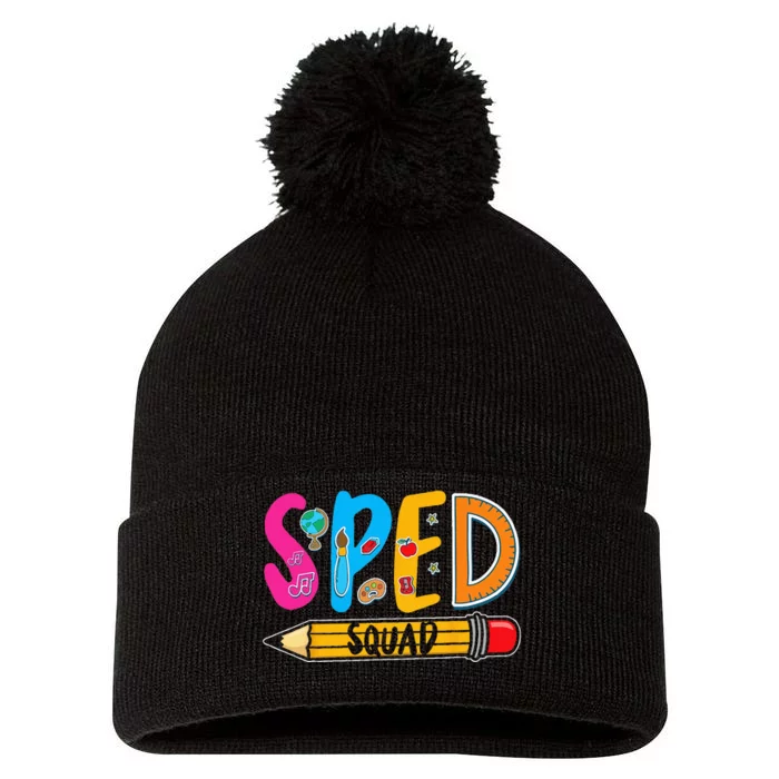 Special Education Teacher Sped Squad SPED Teacher Pom Pom 12in Knit Beanie