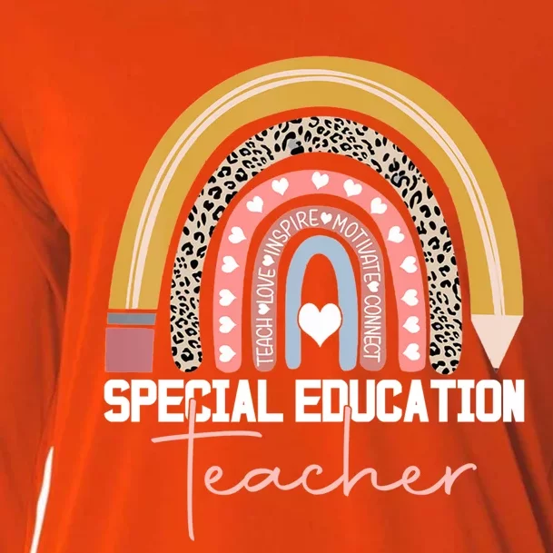 Special Education Teacher Sped Ed Sped Leopard Rainbow Cute Gift Cooling Performance Long Sleeve Crew