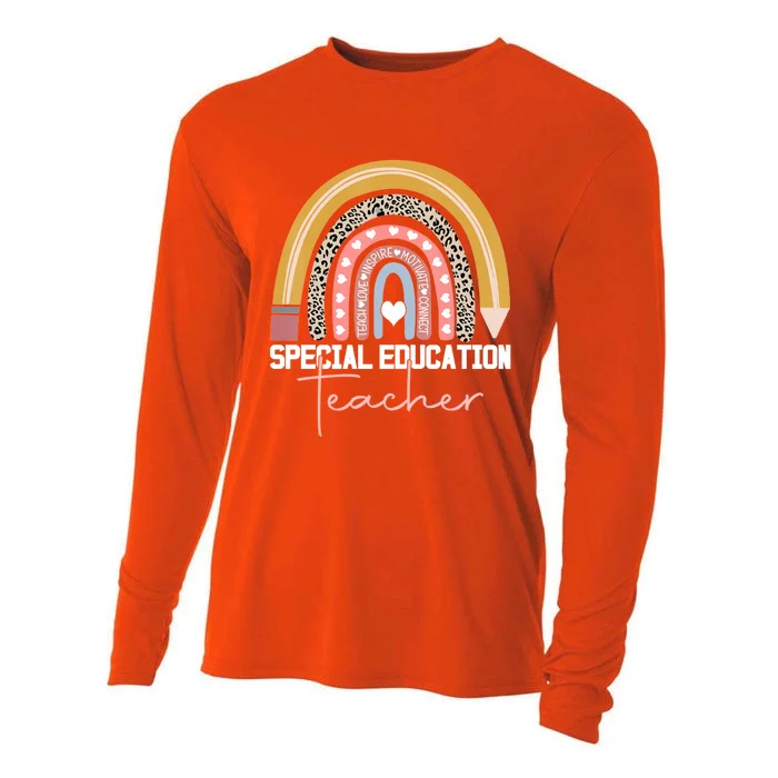 Special Education Teacher Sped Ed Sped Leopard Rainbow Cute Gift Cooling Performance Long Sleeve Crew