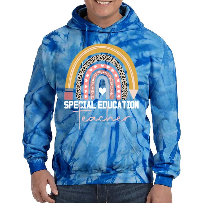 Special Education Teacher Sped Ed Sped Leopard Rainbow Cute Gift Tie Dye Hoodie