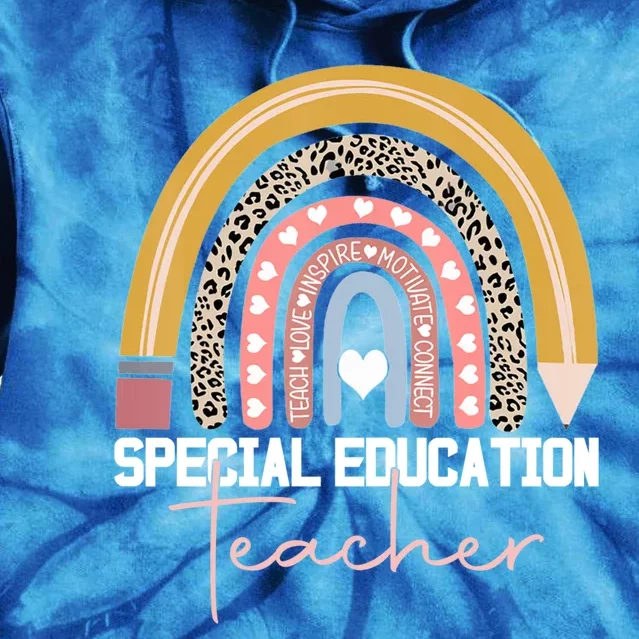 Special Education Teacher Sped Ed Sped Leopard Rainbow Cute Gift Tie Dye Hoodie