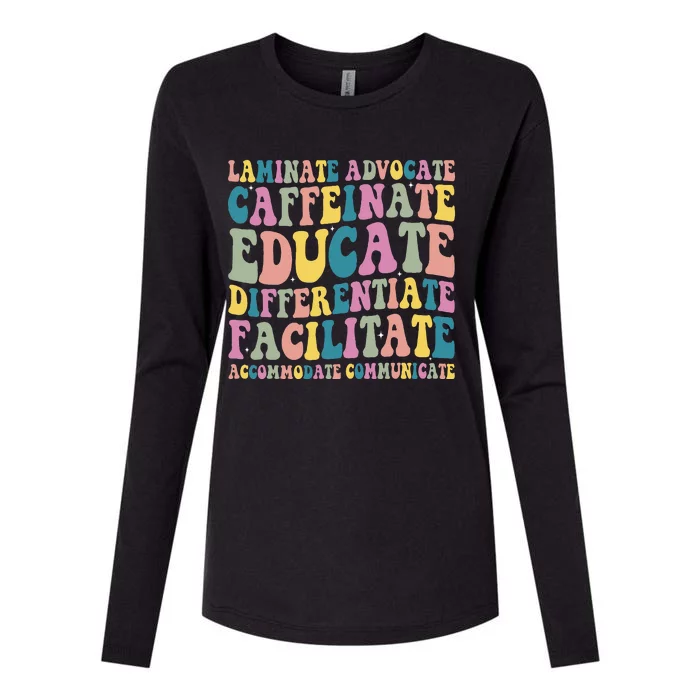 Special Education Teacher Laminate Accommodate Collaborate Womens Cotton Relaxed Long Sleeve T-Shirt