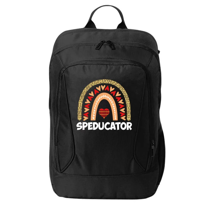 Special Ed Teacher Speducator Leopard Boho Rainbows Hearts Gift City Backpack