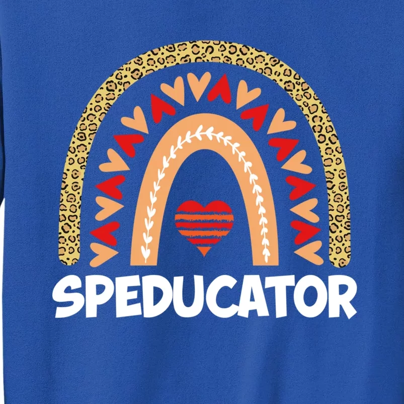 Special Ed Teacher Speducator Leopard Boho Rainbows Hearts Gift Tall Sweatshirt