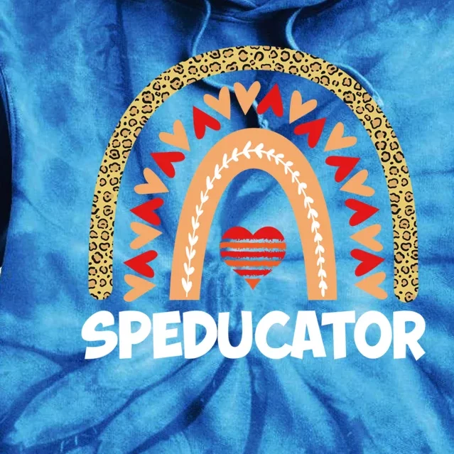 Special Ed Teacher Speducator Leopard Boho Rainbows Hearts Gift Tie Dye Hoodie