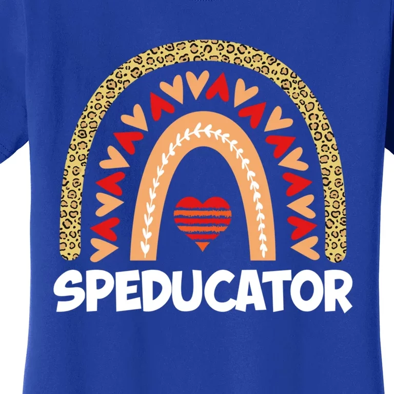 Special Ed Teacher Speducator Leopard Boho Rainbows Hearts Gift Women's T-Shirt