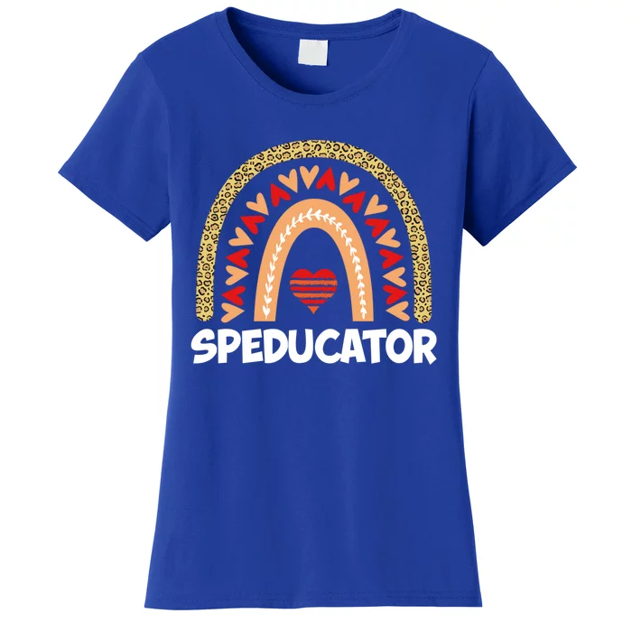 Special Ed Teacher Speducator Leopard Boho Rainbows Hearts Gift Women's T-Shirt