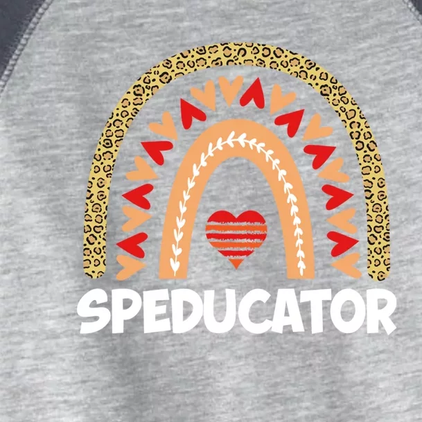 Special Ed Teacher Speducator Leopard Boho Rainbows Hearts Gift Toddler Fine Jersey T-Shirt