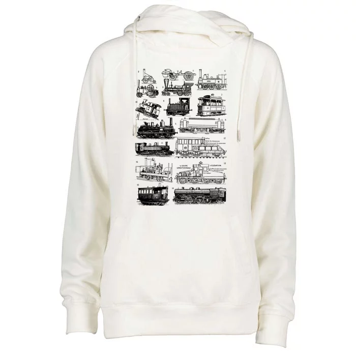 Steam Engine Train Steam Train Locomotive Vintage Chart Meaningful Gift Womens Funnel Neck Pullover Hood