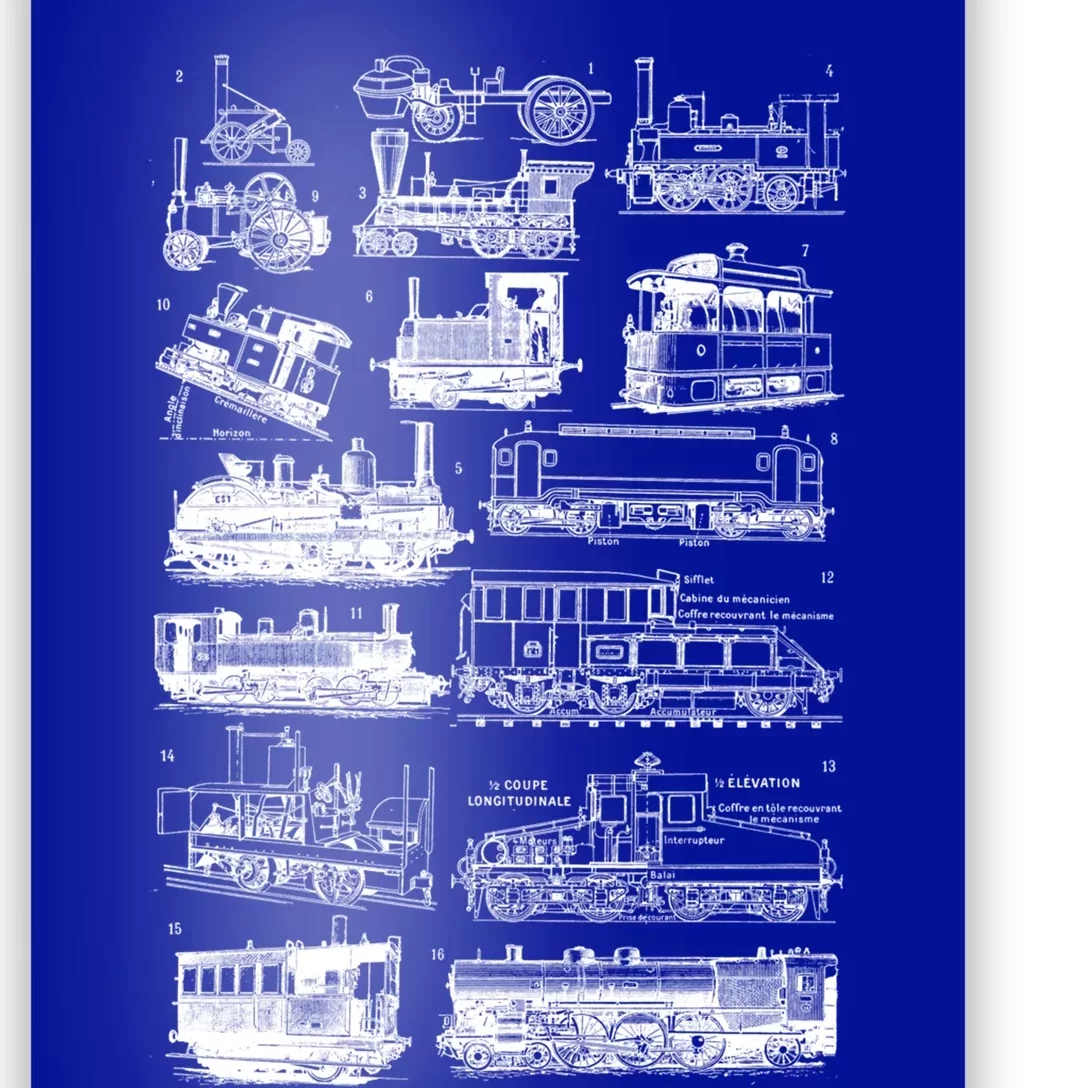 Steam Engine Train Steam Train Locomotive Vintage Chart Meaningful Gift Poster