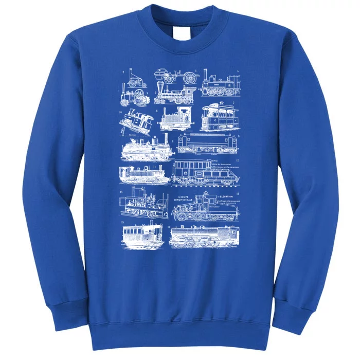 Steam Engine Train Steam Train Locomotive Vintage Chart Meaningful Gift Tall Sweatshirt