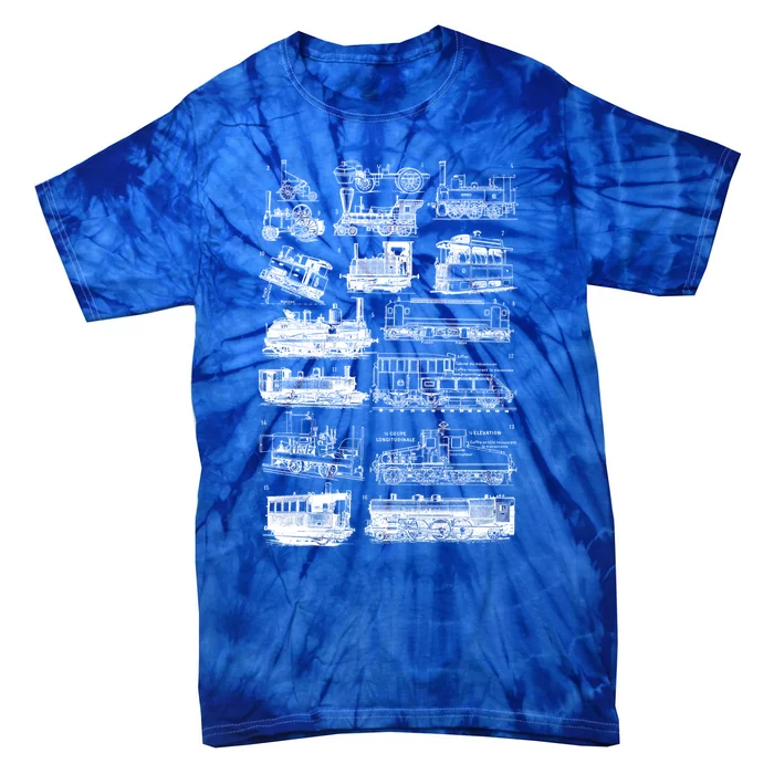 Steam Engine Train Steam Train Locomotive Vintage Chart Meaningful Gift Tie-Dye T-Shirt