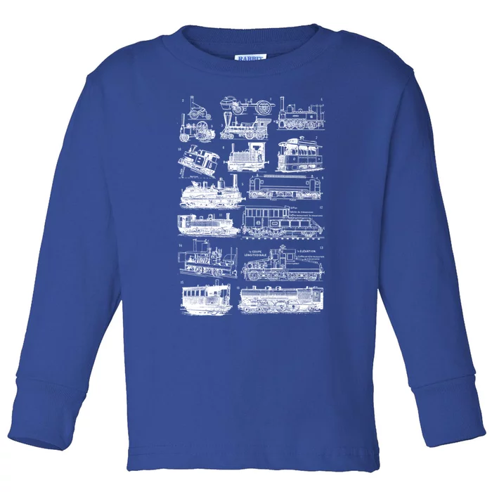 Steam Engine Train Steam Train Locomotive Vintage Chart Meaningful Gift Toddler Long Sleeve Shirt