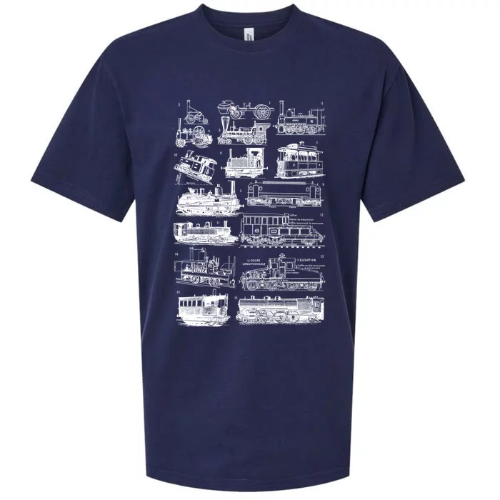 Steam Engine Train Steam Train Locomotive Vintage Chart Meaningful Gift Sueded Cloud Jersey T-Shirt