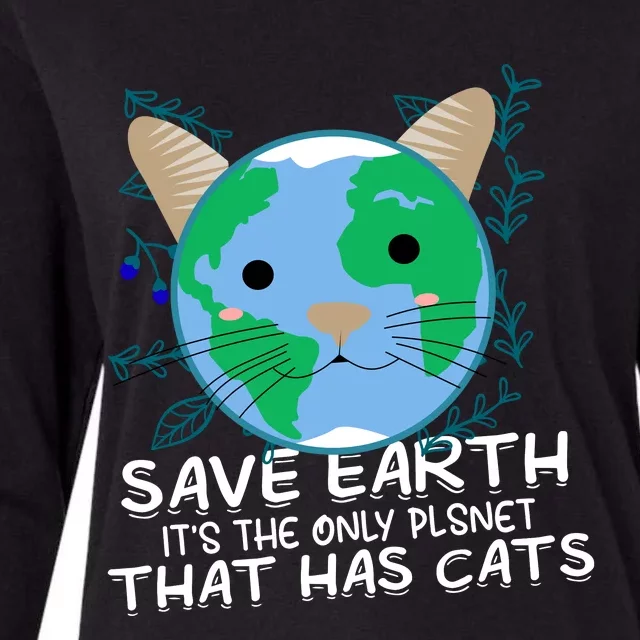 Save Earth The Only Planet With Cats Womens Cotton Relaxed Long Sleeve T-Shirt