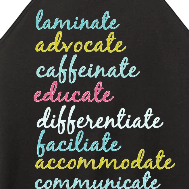 Special Education Teacher Laminate Advocate Caffeinate Women’s Perfect Tri Rocker Tank