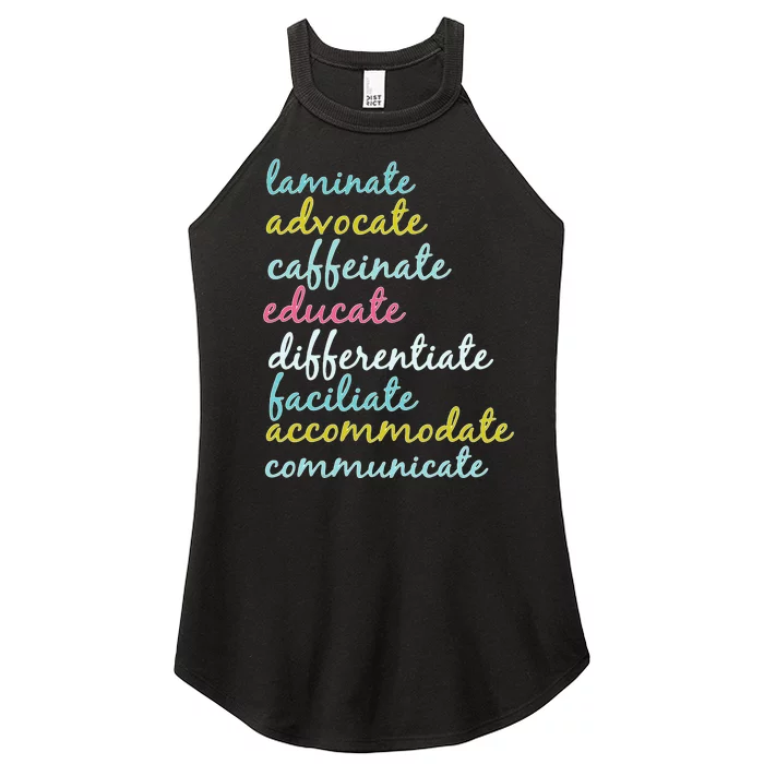 Special Education Teacher Laminate Advocate Caffeinate Women’s Perfect Tri Rocker Tank