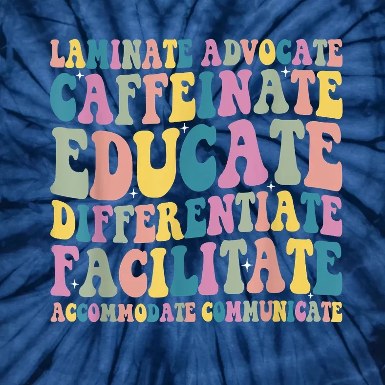 Special Education Teacher Laminate Accommodate Collaborate Tie-Dye T-Shirt