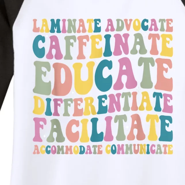 Special Education Teacher Laminate Accommodate Collaborate Women's Tri-Blend 3/4-Sleeve Raglan Shirt