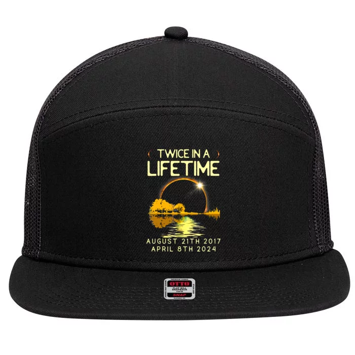 Solar Eclipse Twice In Lifetime April 08 2024 7 Panel Mesh Trucker Snapback Hat