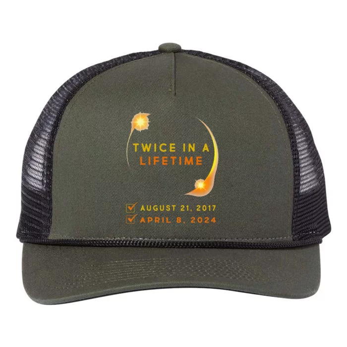 Solar Eclipse Twice In Lifetime 2024 Solar Eclipse Retro Rope Trucker Hat Cap