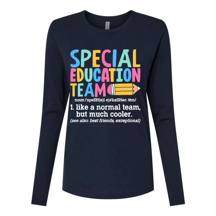 Special Education Team Definition Retro Ed Team Crew Teacher Womens Cotton Relaxed Long Sleeve T-Shirt