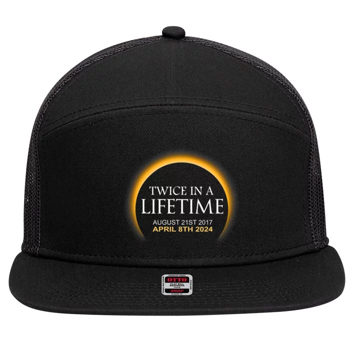 Solar Eclipse Twice In Lifetime 2024 Solar Eclipse 7 Panel Mesh Trucker Snapback Hat