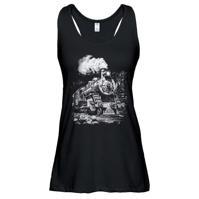 Steam Engine Train Steam Train Locomotive Vintage Train Ladies Essential Flowy Tank