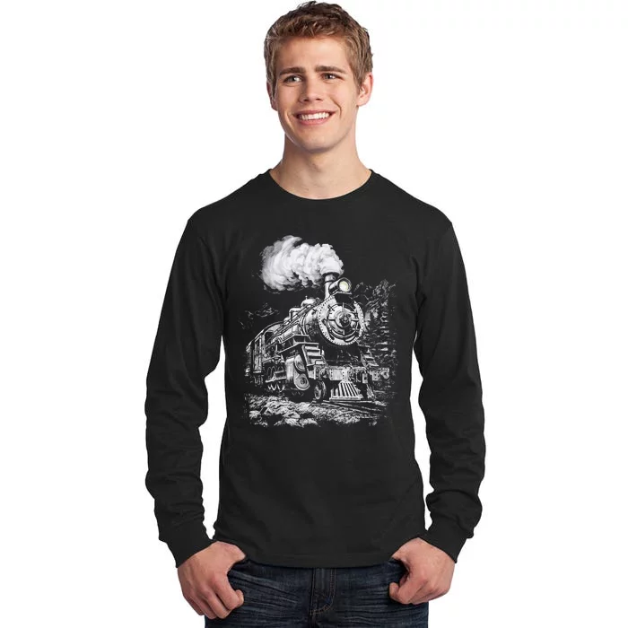 Steam Engine Train Steam Train Locomotive Vintage Train Tall Long Sleeve T-Shirt