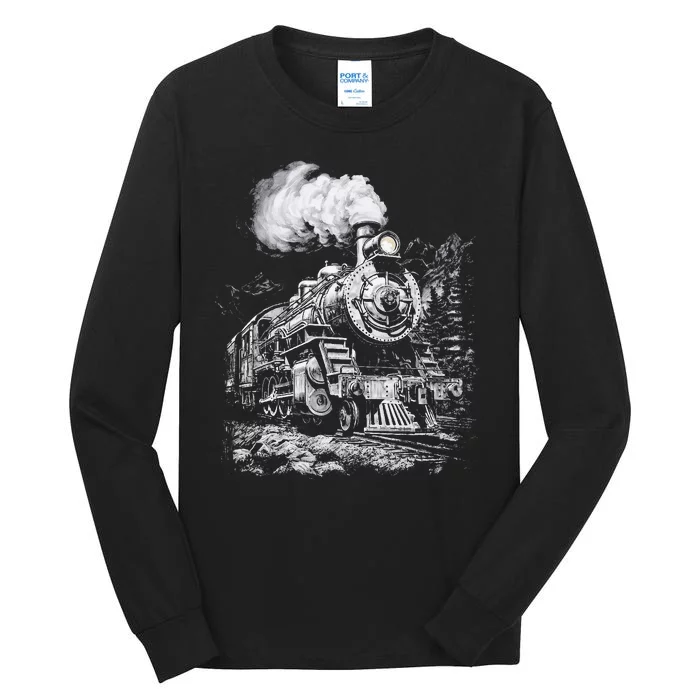 Steam Engine Train Steam Train Locomotive Vintage Train Tall Long Sleeve T-Shirt