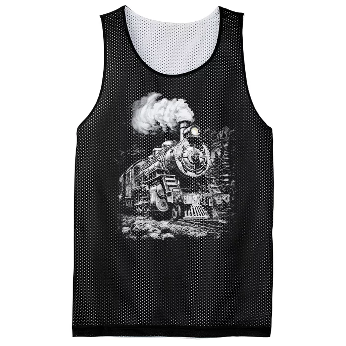 Steam Engine Train Steam Train Locomotive Vintage Train Mesh Reversible Basketball Jersey Tank