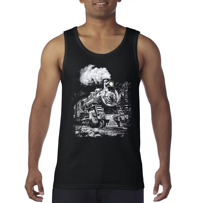 Steam Engine Train Steam Train Locomotive Vintage Train Tank Top