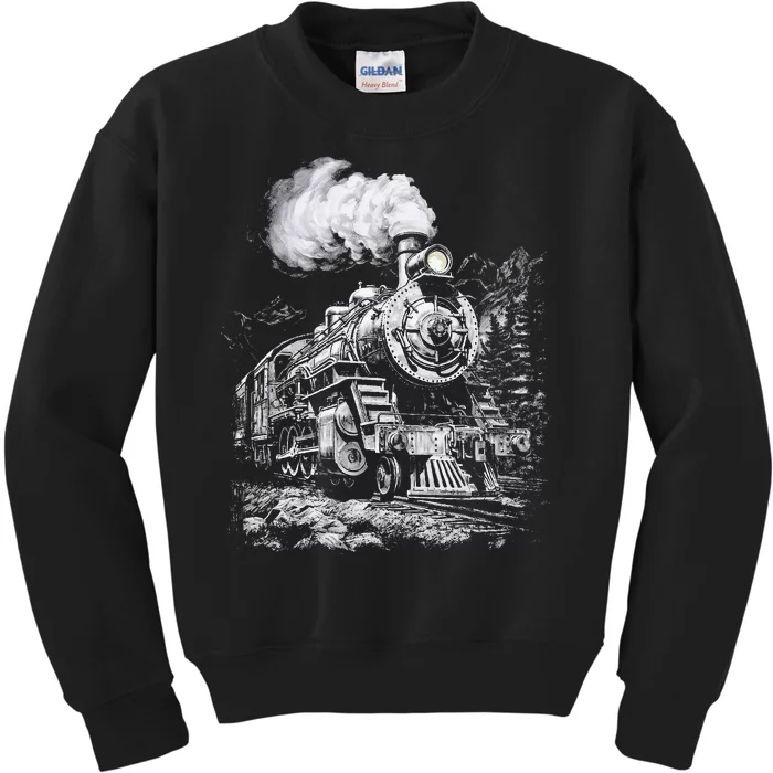 Steam Engine Train Steam Train Locomotive Vintage Train Kids Sweatshirt