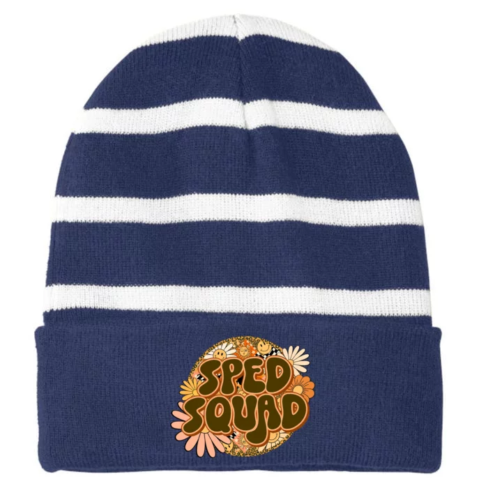 Special Education Team Sped Squad Special Striped Beanie with Solid Band