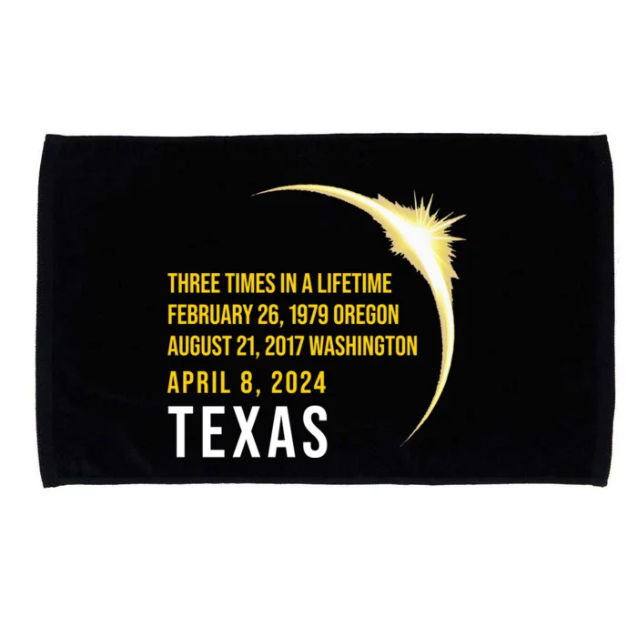 Solar Eclipse Three Times In A Lifetime 2024 Texas Microfiber Hand Towel