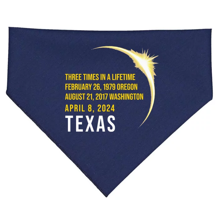 Solar Eclipse Three Times In A Lifetime 2024 Texas USA-Made Doggie Bandana