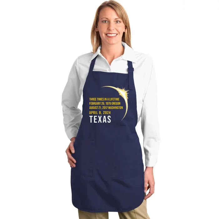 Solar Eclipse Three Times In A Lifetime 2024 Texas Full-Length Apron With Pocket